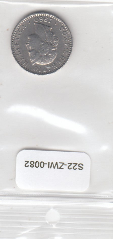 S22-ZWI-0082-M01 Zwitserland 20 Rappen Zfr 1960 KM29a B