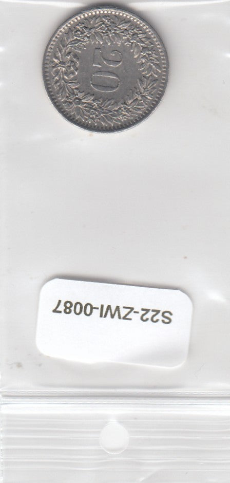 S22-ZWI-0087-M01 Switzerland 20 Rappen VF 1965 KM29a B