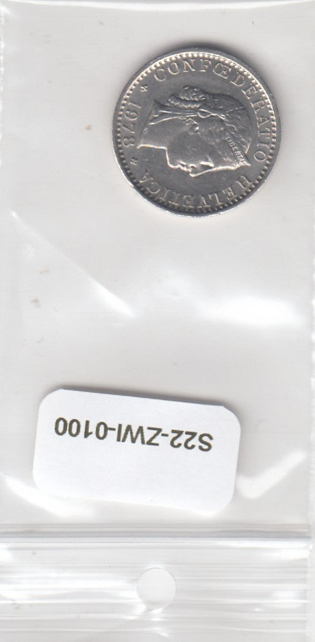 S22-ZWI-0100-M02 Switzerland 20 Rappen VF 1978 KM29a