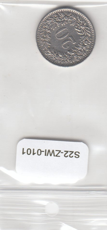 S22-ZWI-0101-M01 Switzerland 20 Rappen VF 1979 KM29a