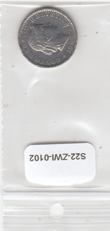 S22-ZWI-0102-M01 Zwitserland 20 Rappen Zfr 1980 KM29a