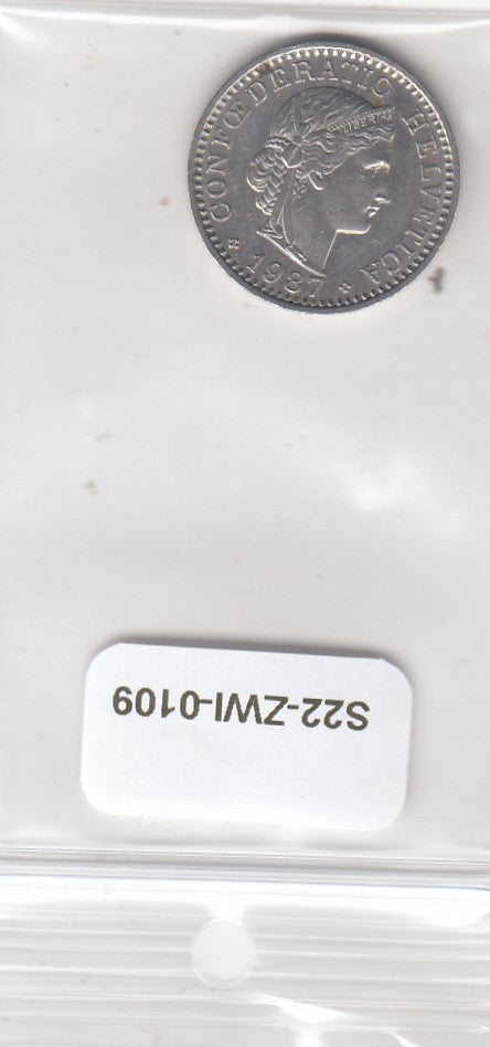 S22-ZWI-0109-M04 Switzerland 20 Rappen XF 1987 KM29a B