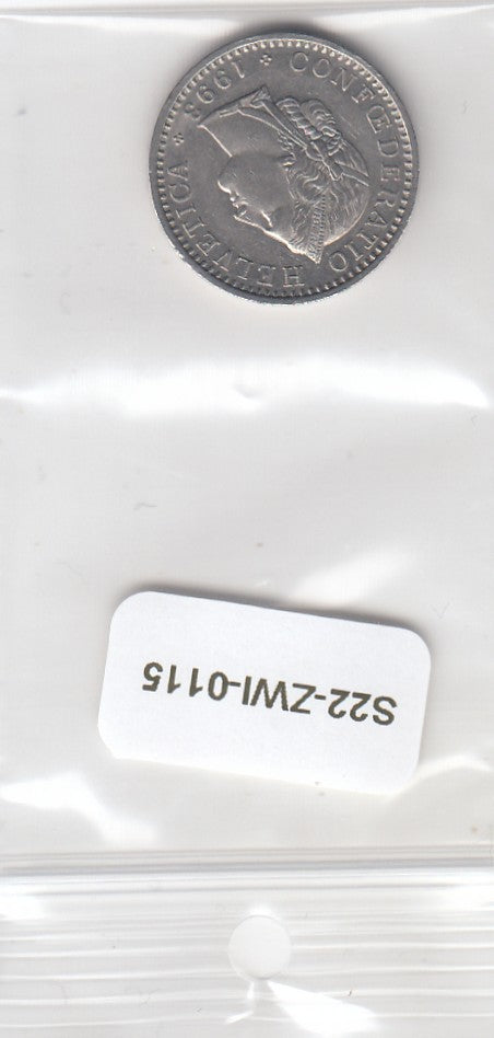 S22-ZWI-0115-M01 Switzerland 20 Rappen XF 1993 KM29a B