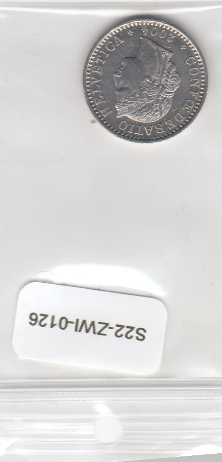 S22-ZWI-0126-M02 Zwitserland 20 Rappen AU 2004 KM29a B