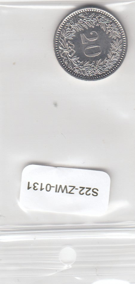 S22-ZWI-0131-M02 Switzerland 20 Rappen AU 2009 KM29a B