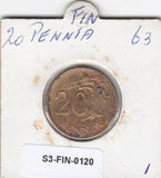 S3-FIN-0120-01 Finland 20 penniä 1963  FI- KM# 47