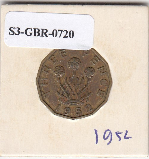 S3-GBR-1720 Verenigd Koninkrijk 3 pence 1952  FI KM# 873