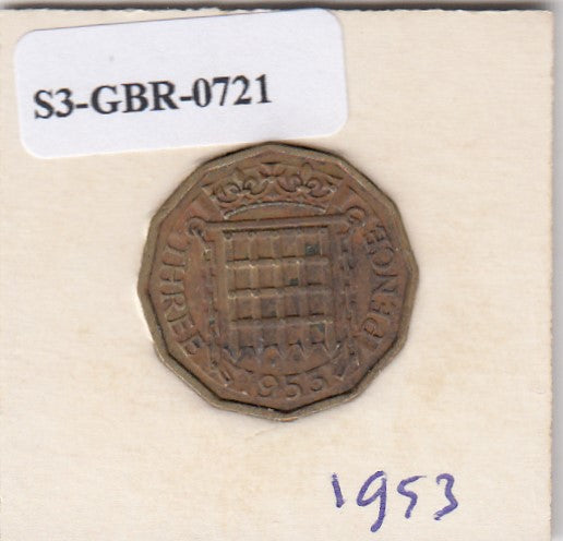 S3-GBR-1721 Verenigd Koninkrijk 3 pence 1953  FI KM# 886