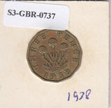 S3-GBR-1737 Verenigd Koninkrijk 3 pence 1938  FI KM# 849