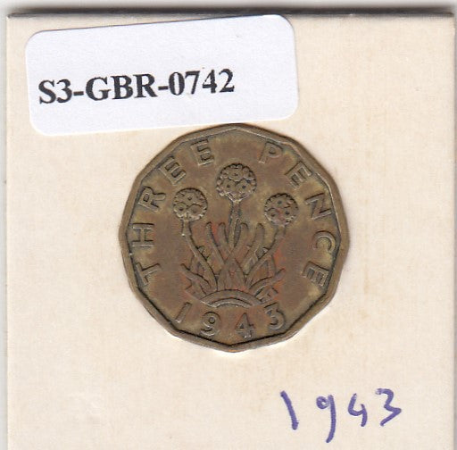 S3-GBR-1742 Verenigd Koninkrijk 3 pence 1943  FI KM# 849