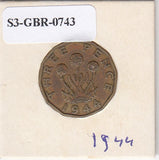 S3-GBR-1743 Verenigd Koninkrijk 3 pence 1944  FI KM# 849
