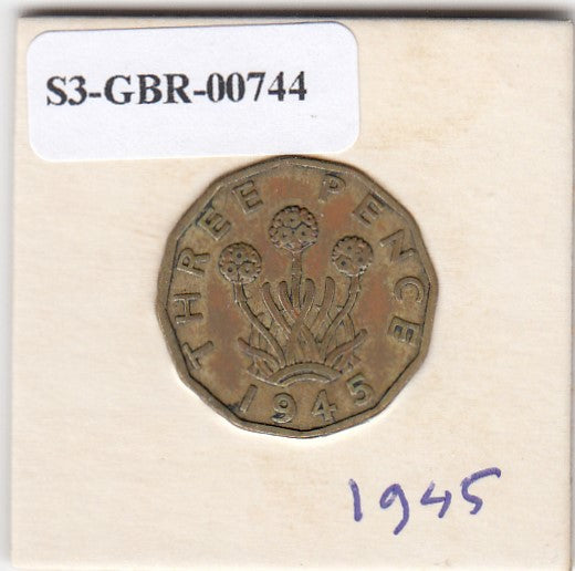 S3-GBR-1744 Verenigd Koninkrijk 3 pence 1945  FI KM# 849