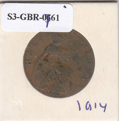 S3-GBR-1761 Verenigd Koninkrijk ½ penny 1914  FI KM# 809