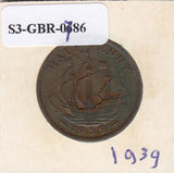 S3-GBR-1786 Verenigd Koninkrijk ½ penny 1939  VF/XF KM# 844