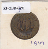 S3-GBR-1791 Verenigd Koninkrijk ½ penny 1944 VF/XF KM# 844