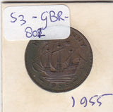 S3-GBR-1802 Verenigd Koninkrijk ½ penny 1955 XF/UNC KM# 896