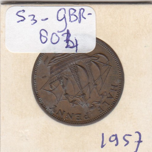 S3-GBR-1804 Verenigd Koninkrijk ½ penny 1957 XF KM# 896