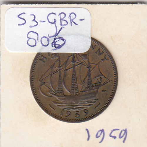 S3-GBR-1806 Verenigd Koninkrijk ½ penny 1959 XF KM# 896