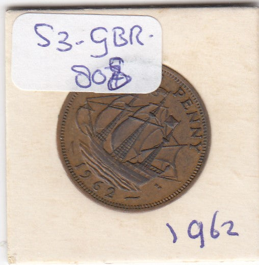 S3-GBR-1808 Verenigd Koninkrijk ½ penny 1962  XF KM# 896