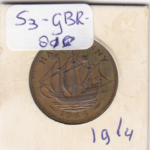 S3-GBR-1810 Verenigd Koninkrijk ½ penny 1964  XF KM# 896