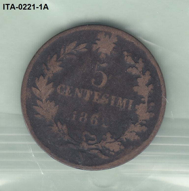S3-ITA-0221-01 Italië 5 centesimi 1862  ZF KM 3