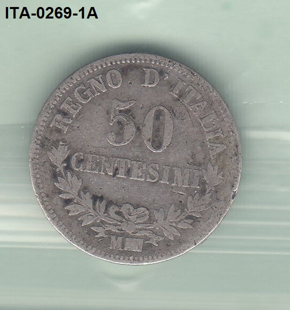 S3-ITA-0269-01 Italy 50 centesimi 1863 M FI KM 14