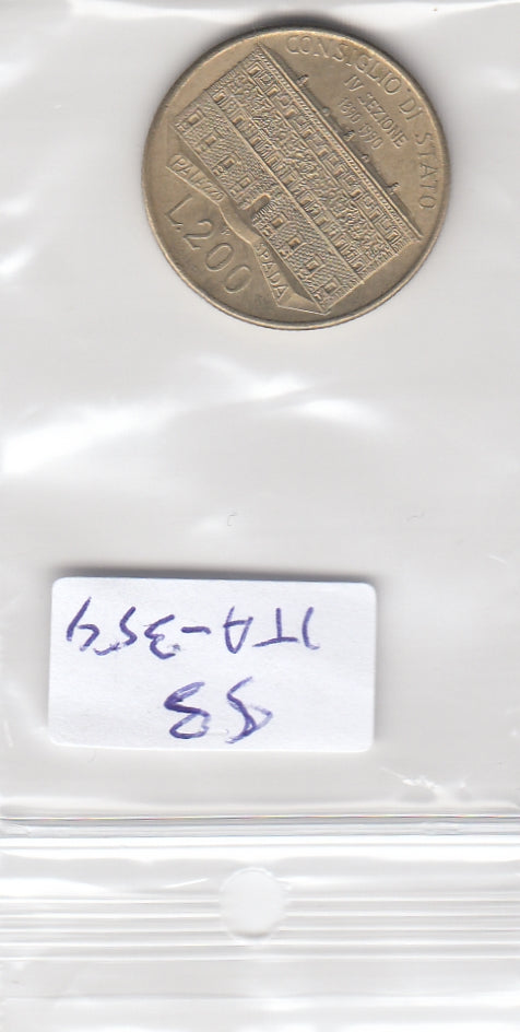 S3-ITA-0354 Italy 200 lire 1990  VF KM135 100th A ST C