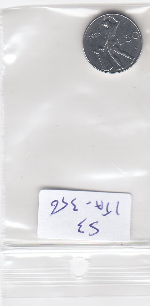 S3-ITA-0356 Italy 50 lire 1993  XF KM95.2 Small