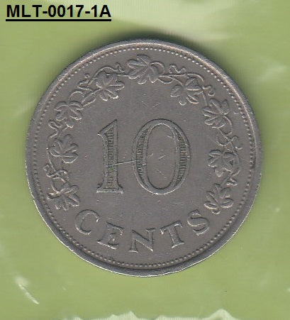 S3-MLT-0017-01 Malta 10 cents 1972  VF KM# 11