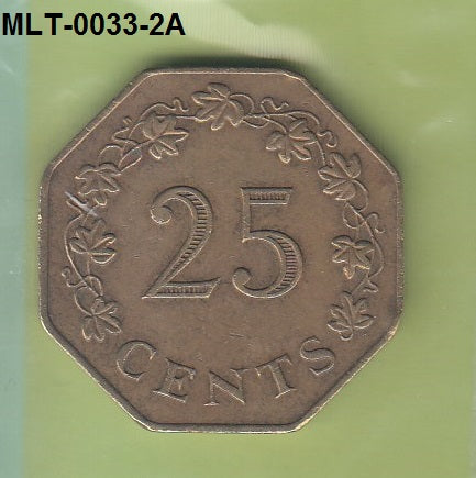 S3-MLT-0033-02 Malta 25 cents 1975  XF KM# 29