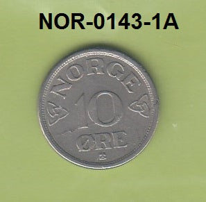 S3-NOR-0143-01 Noorwegen 10 ore 1954  XF KM 396