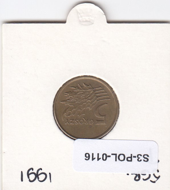S3-POL-0116-01 Polen 5 groszy 1991  VF/XF Y# 278