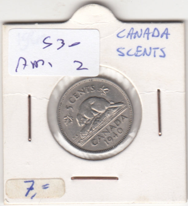 S30-AM1-0002 Canada 5 Cents VF- 1940 KM33
