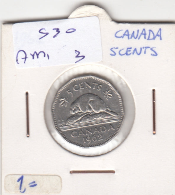 S30-AM1-0003 Canada 5 Cents VF- 1962 KM50a