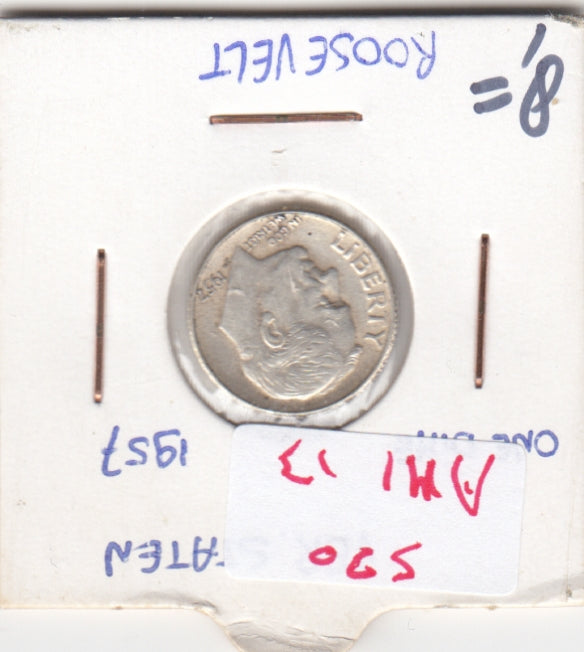 S30-AM1-0013 USA 1 Dime VF 1957 KM195   Zilver