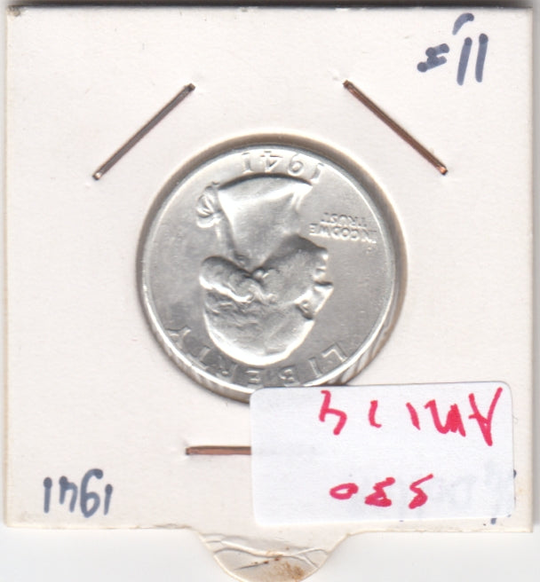 S30-AM1-0014 USA 1 Quarter VF+ 1941 KM164   Zilver