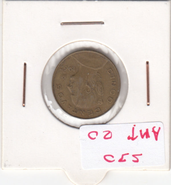 S30-AM1-0020 Mexico 5 Centavos FI 1967 KM426