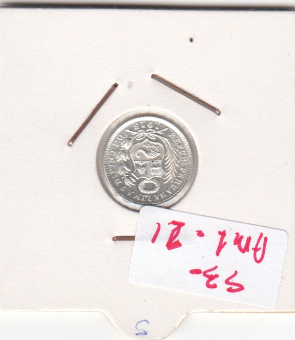 S30-AM1-0021 Peru 1/2 Dinero UNC 1913 KM206