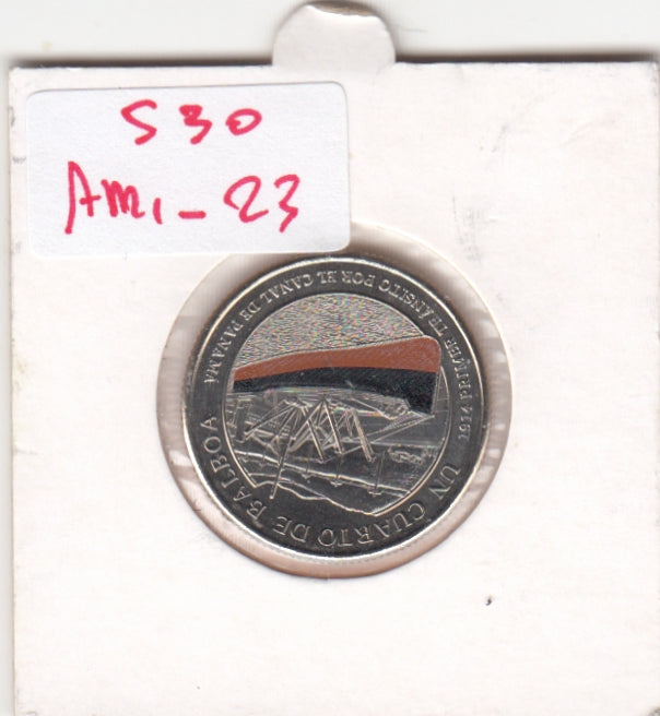 S30-AM1-0023 Panama 1/4 Balboa UNC 2016 KM155   First Passage through the Panama Canal