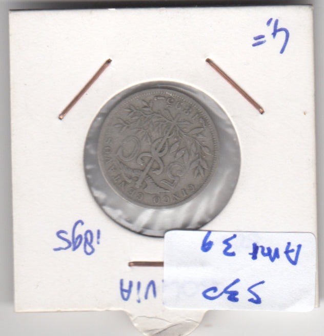 S30-AM1-0039 Bolivia 5 Centavos FI+ 1895 KM173