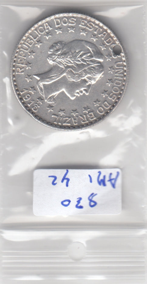 S30-AM1-0042 Brazil 2000 Reis PO 1913 KM511   zilver no dashes
