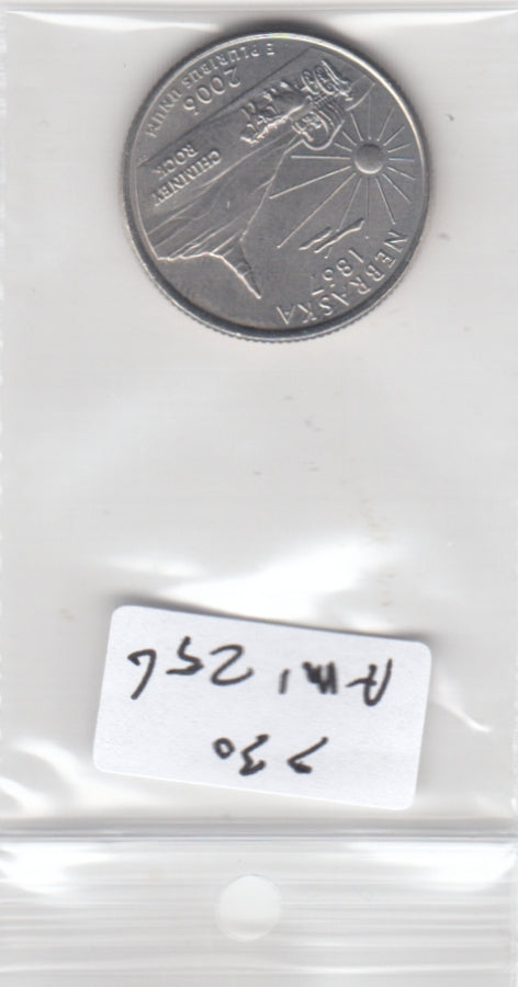 S30-AM1-0256 USA State Quarter UNC 2006 KM383 D Nebraska