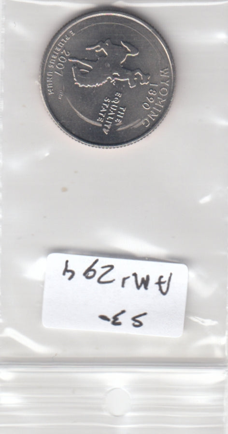 S30-AM1-0294 USA State Quarter UNC 2007 KM399 D Wyoming