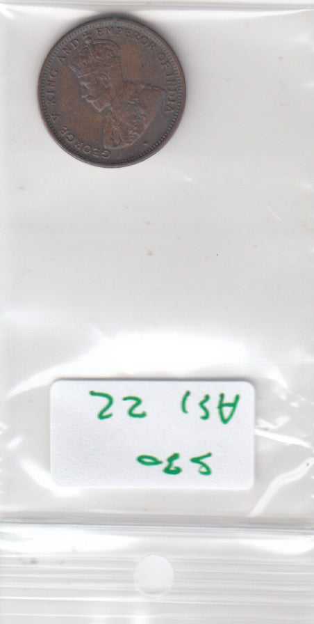 S30-AS1-0022 Ceylon 1/2 Cent VF 1917 KM106