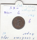 S30-BEL-0006 Belgium 1 Centimes VF 1894 KM34  Vlaams