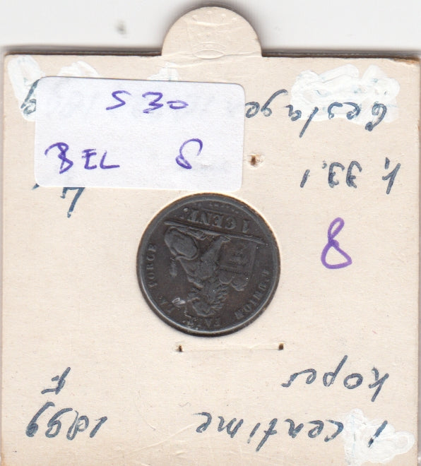 S30-BEL-0008 Belgium 1 Centimes VF 1899 KM33  Waals