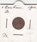 S30-BEL-0009 Belgium 1 Centimes VF 1914 KM76  Waals