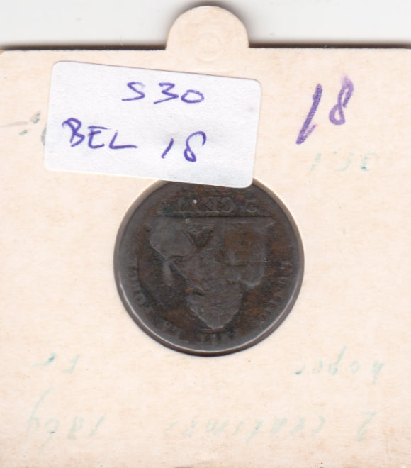 S30-BEL-0018 Belgium 2 Centimes FI 1869 KM35.1   Waals