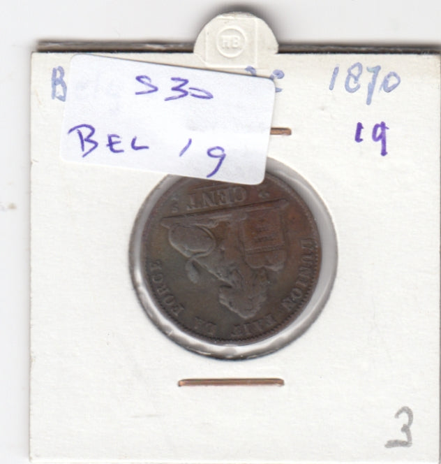 S30-BEL-0019 Belgium 2 Centimes VF 1870 KM35.1   Waals