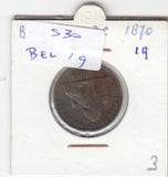 S30-BEL-0019 Belgium 2 Centimes VF 1870 KM35.1   Waals
